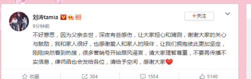 老公王珂因投资某货币亏掉12亿？刘涛发文辟谣