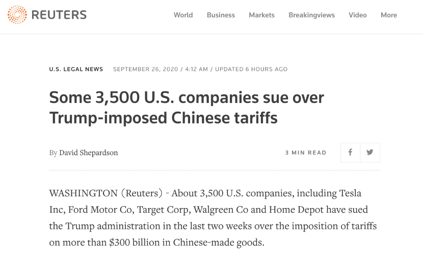 这就叫众怒！3500多家美国公司扎堆起诉特朗普政府对华加征关税非法