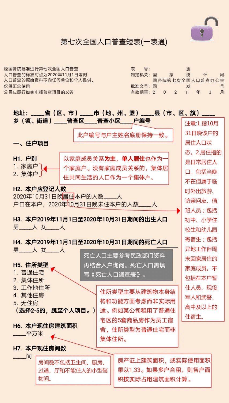 人口普查短表