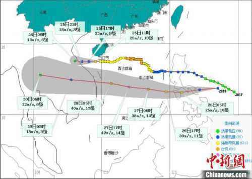 台风“沙德尔”和“莫拉菲”10月25日5时预报路径图。 海南省气象服务中心 供图